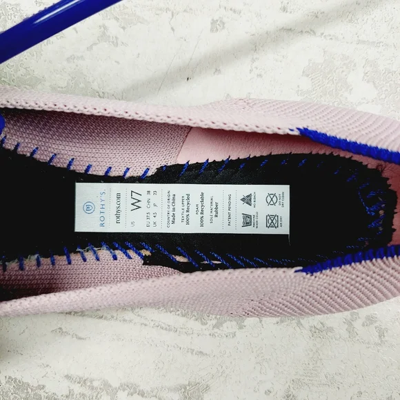 New Rothy's The Flat Pink Knit Pointy Toe Slip On Loafers W459